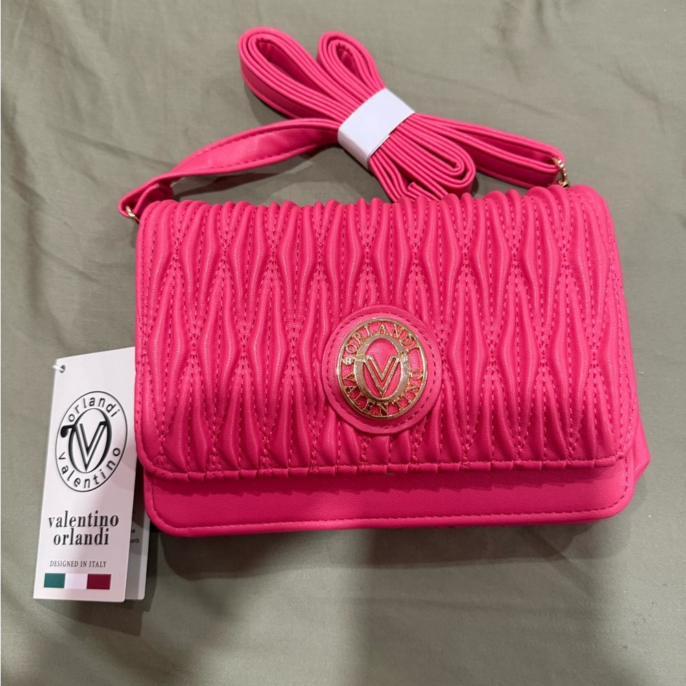 Valentino Orlandi Pink Quilted Crossbody Bag